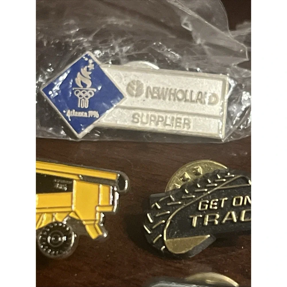 Vintage Agricultural Pin & Keychain Lot - Case 150th, CAT, New Holland Olympic